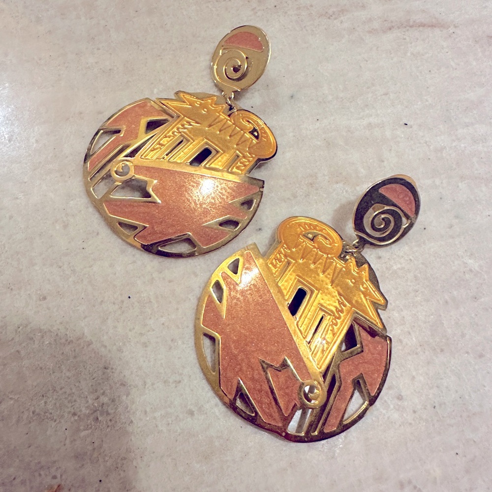 Vintage EDGAR BERÉBI Wolf / Dog Enamel Earrings- 1980’s